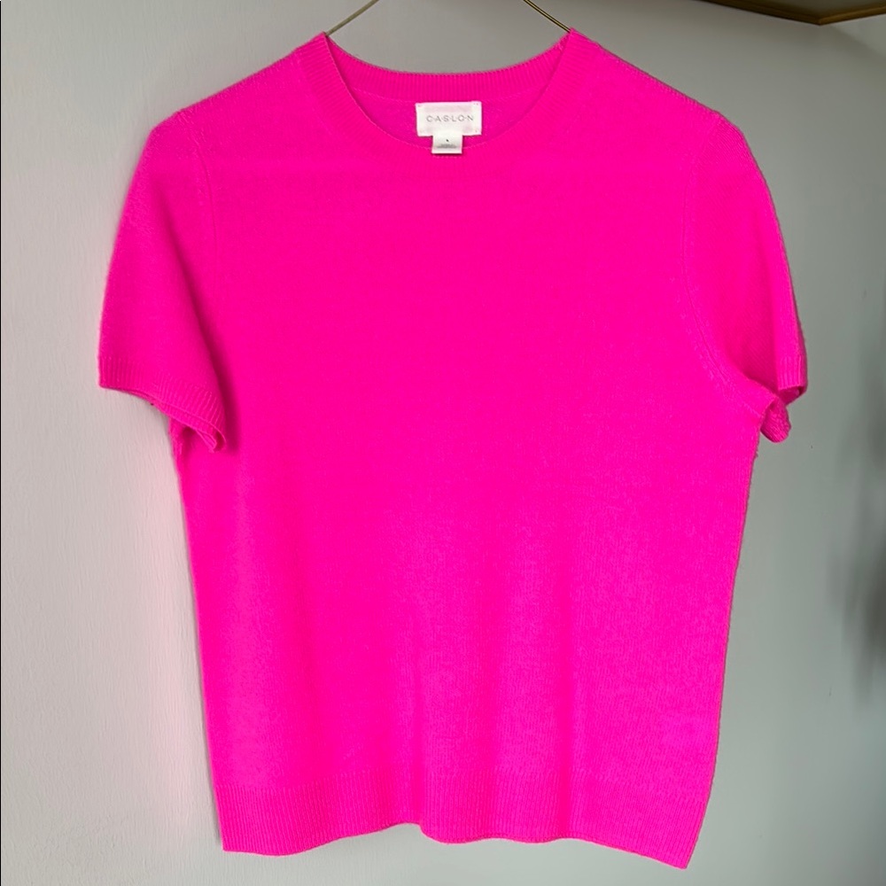 Bright Pink Short Sleeve Sweater